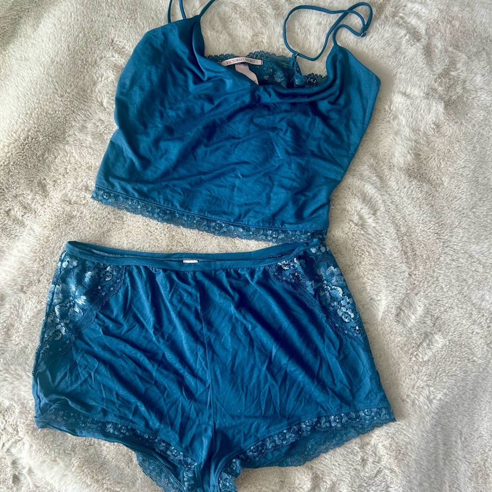 Victoria's Secret Blue Lace Sleepwear Set
